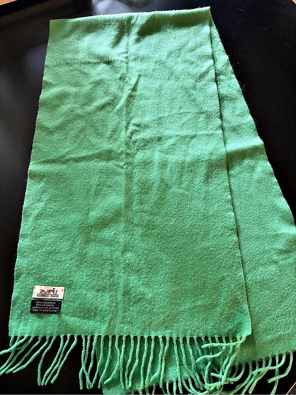 Vintage Hermès Cashmere Scarf in Green